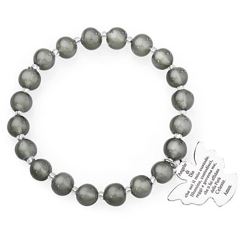 Armband AMEN dunkel graue Perlen aus Glas 8mm 1