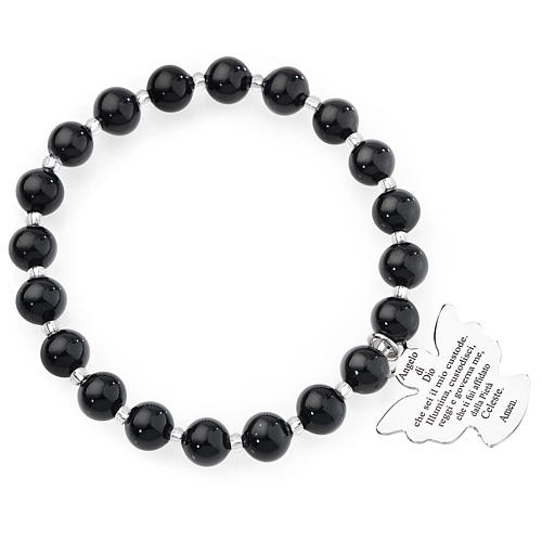 Armband AMEN schwarze Perlen aus Glas 8mm 1