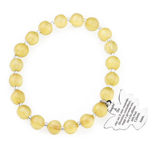 Bracelet Amen perles verre Murano jaune topaze 8 mm argent 925 1
