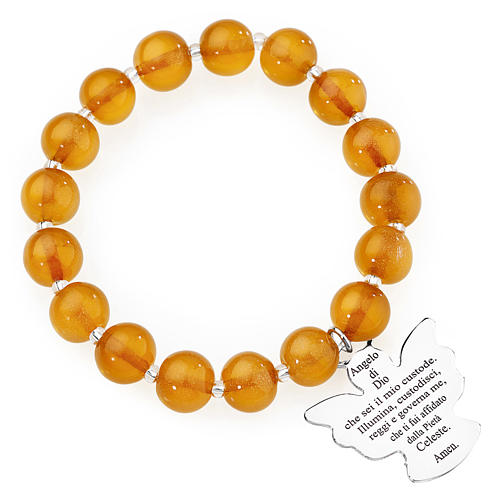 Amen bracelet in amber Murano beads 10mm, sterling silver 1