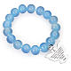 Amen bracelet in blue Murano beads 10mm, sterling silver s1
