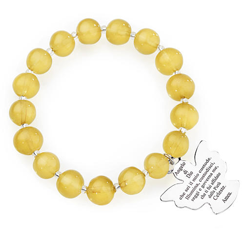 Pulsera AMEN perlas amarillo topacio de Murano 10 mm. plata 925 1