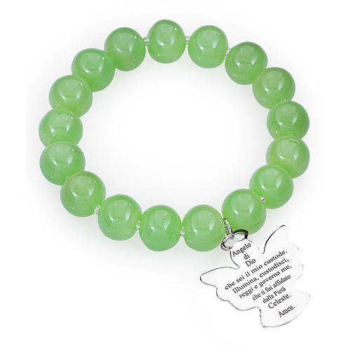Amen bracelet in green Murano beads 10mm, sterling silver 1