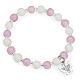 Amen bracelet for children, Murano beads, white pink sterling si s1