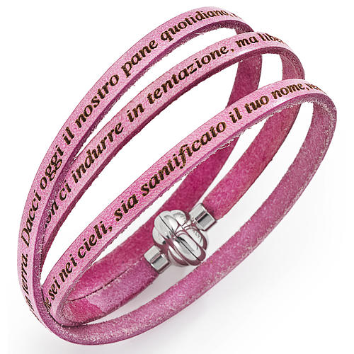 Amen bracelet with Our Father in Italian, ancient pink 1