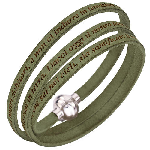 Amen bracelet with Our Father in Italian, sage green 1