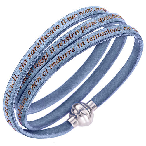 Amen bracelet with Our Father in Italian, sky blue 1