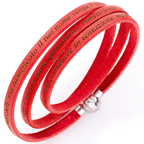 Amen bracelet with Our Father in Italian, coral 1