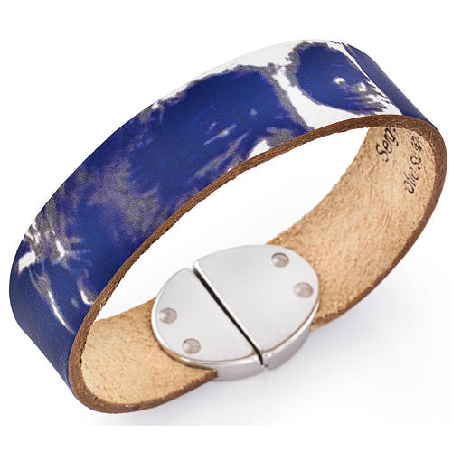 Amen bracelet, Pope Francis in blue leather 1