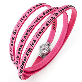 Bracelets AMEN: Bracelet Amen Je t'aime dans toutes les langues rose