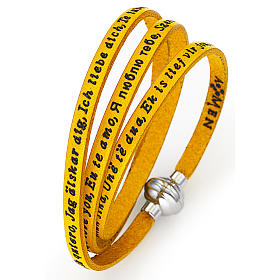 Bracelet Amen Je t'aime dans toutes les langues jaune