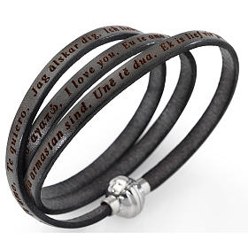 Pulseiras AMEN: Pulseira AMEN Eu te amo em todas as línguas castanho escuro