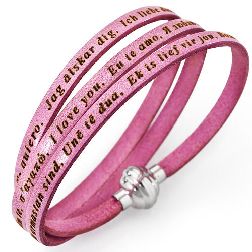Amen bracelet I love you, pink with charm 1