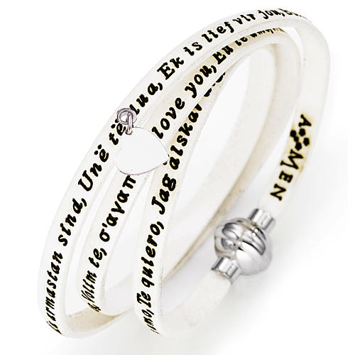 Amen bracelet I love you, white with charm 1