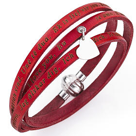 Bracelet Amen Je t'aime avec pendentif rouge