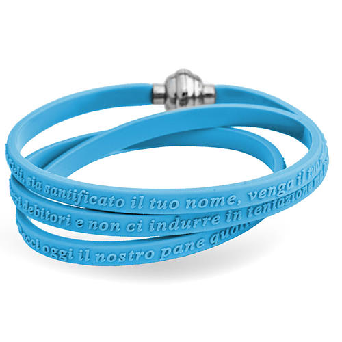 Amen bracelet, Our Father in Italian, light blue rubber 1