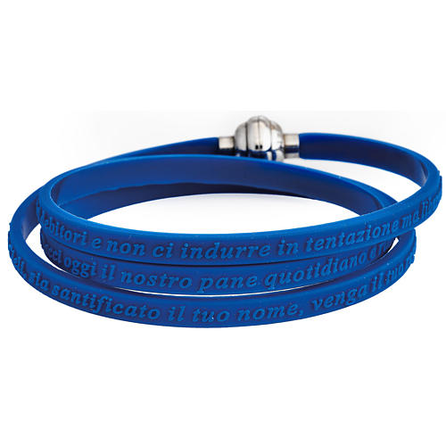 Amen bracelet, Our Father in Italian, blue rubber 1