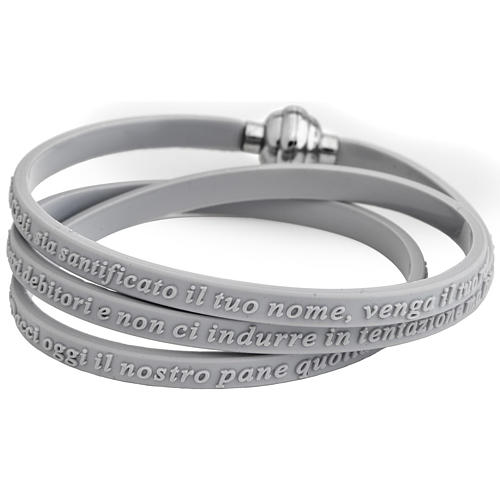 Amen bracelet, Our Father in Italian, grey rubber 1