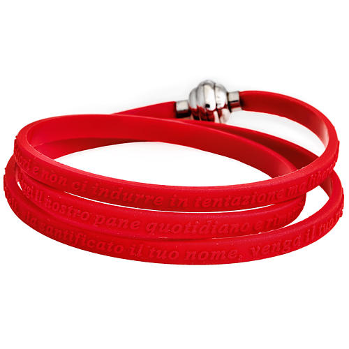 Amen bracelet, Our Father in Italian, red rubber 1