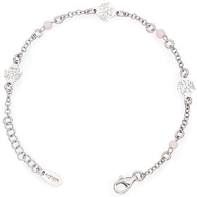 Armband AMEN Engel mit rosa-Perlchen, aus Silber 925