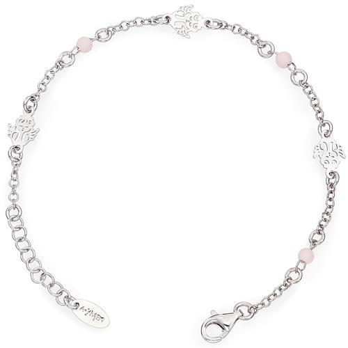 Amen bracelet with Angel and pink beads, sterling silver 1