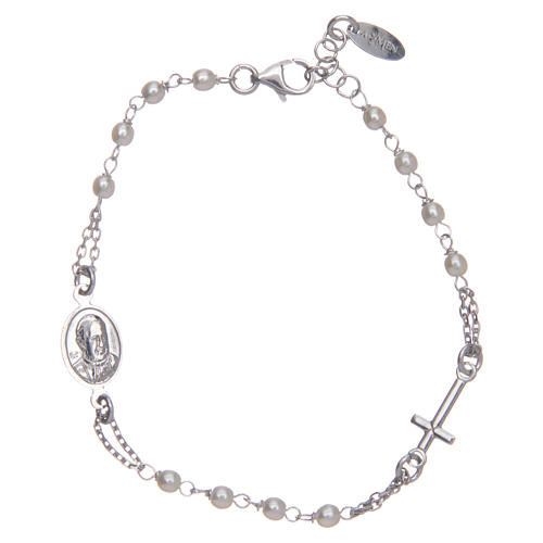 STOCK Bracelet AMEN Rosary Jubilee silver 925 strass, Rhodium finish 1