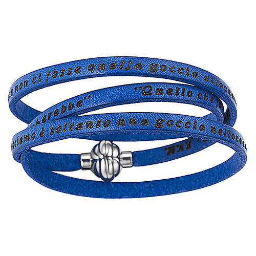 AMEN Bracelet Mother Teresa phrase ITALIAN, blue 1