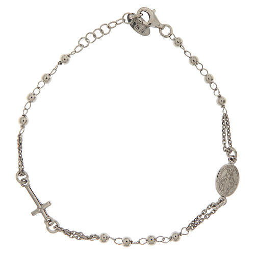 Pulsera rosario AMEN plata 925 acabado Rodio 1