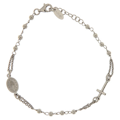 Pulseira terço AMEN prata 925 acab. ródio 2
