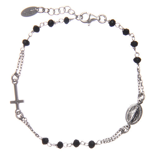 Bracciale rosario AMEN argento 925 cristalli neri fin. Rodio 2