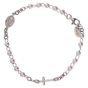 Pulsera rosario AMEN perlas plata 925 acabado Rodio