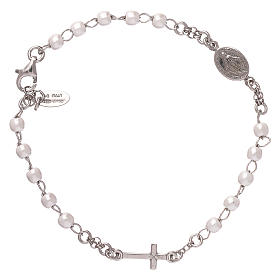 Rosary AMEN Bracelet with silver 925 beads, Rhodium finish