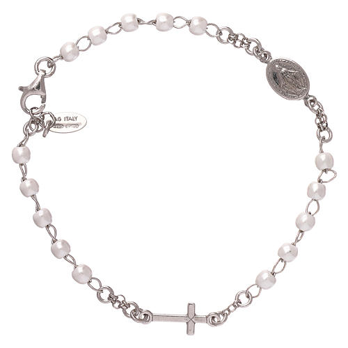 Rosary AMEN Bracelet with silver 925 beads, Rhodium finish 1