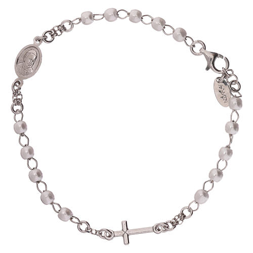 Rosary AMEN Bracelet with silver 925 beads, Rhodium finish 2