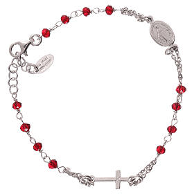 Rosary AMEN Bracelet coral silver 925, Rhodium finish
