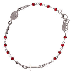 Bracciale rosario AMEN col. corallo argento 925 fin. rodio
