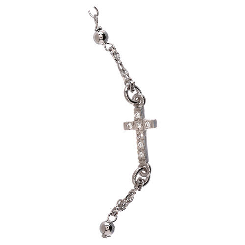 Bracciale rosario AMEN Croce Pavè arg 925 fin. Rodio 3