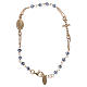 Pulsera rosario AMEN cruz cistales azules 925 acabado Amarillo s1
