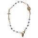 Pulsera rosario AMEN cruz cistales azules 925 acabado Amarillo s2