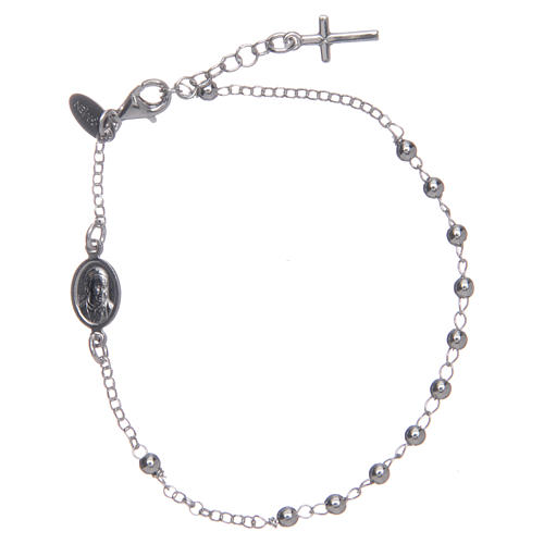 Rosary AMEN Bracelet Charm Cross silver 925, Rhodium finish 2