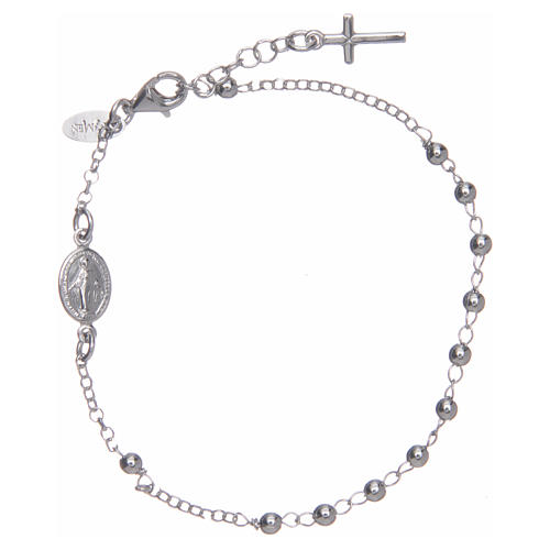 Rosary AMEN Bracelet Charm Cross silver 925, Rhodium finish 1