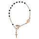 Bracciale rosario AMEN croce charm arg 925 cristalli fin. Rosè s2