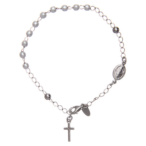 Zehner Armband AMEN Silber 925 und Perlen Kreuz und medaille 1
