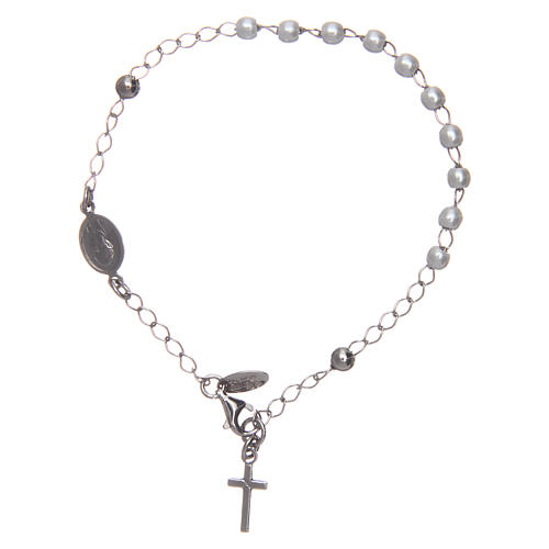 Zehner Armband AMEN Silber 925 und Perlen Kreuz und medaille 2
