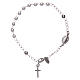 Pulsera rosario AMEN cruz charm perlas plata 925 acabado Rodio s1
