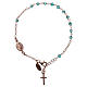 Bracelet chapelet AMEN croix charm cristaux verts arg 925 rosé s1