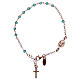 Bracciale rosario AMEN croce charm crist verdi arg 925 fin. Rosè s2