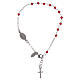 Bracelet chapelet AMEN croix charm cristaux corail arg 925 rhodié s1