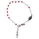 Bracciale rosario AMEN croce charm crist corallo arg 925 fin. Rodio s2