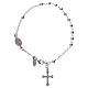Pulsera rosario AMEN cruz charm plata 925 acabado Rodio s1